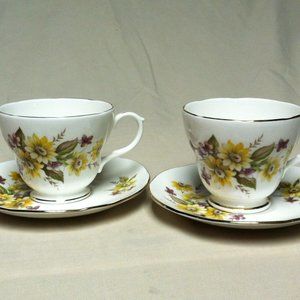 Set of 2 Duchess Bone China Tea Cup and Saucer England "Susie" Pattern #406